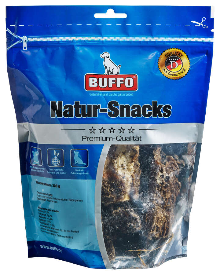 BUFFO Hundeleckerli Natur-Snacks Rinderpansen